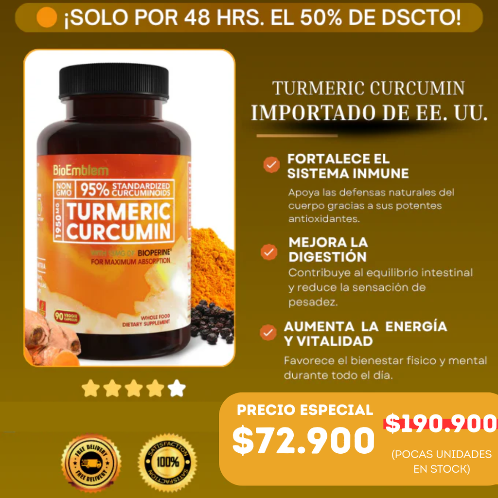 Bienestar Natural con Cúrcuma y Curcumina: Energía, Salud y Vitalidad en Cada Cápsula 