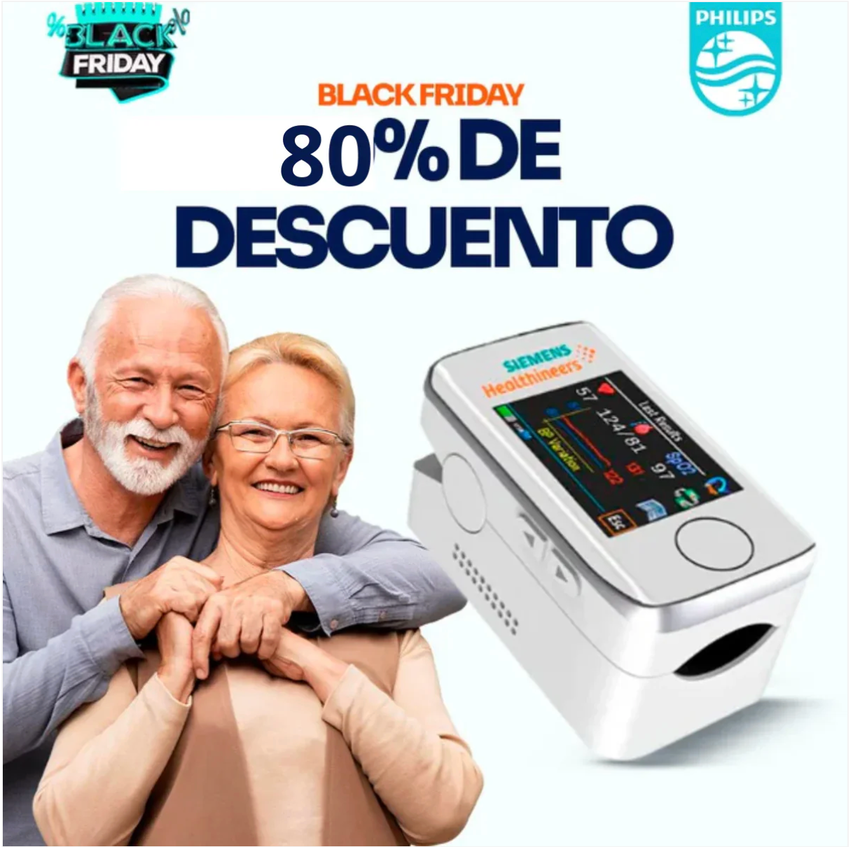Promoción Black Friday 80% de descuento - Medidor de glucosa y oxígeno en sangre multifuncional Siemens 3 en 1, pulso, glucosa y presión + Envío gratis 